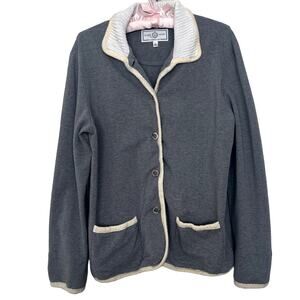 Vintage St. John Sport Large Gray Button Up Jacket Sweatshirt Preppy Old Money